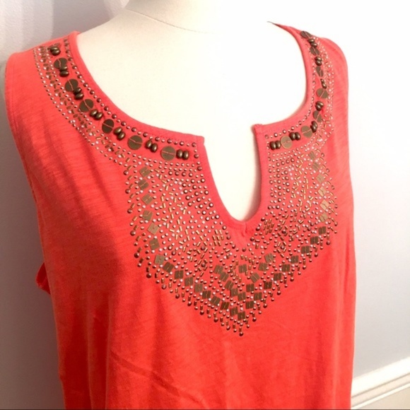 Lane Bryant | Beaded Tank |  Bright Orange | 22/24 - Picture 1 of 3